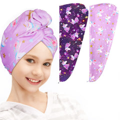 Toalla de microfibra FIOBEE para cabello de niña morada, secado rápido y suave.