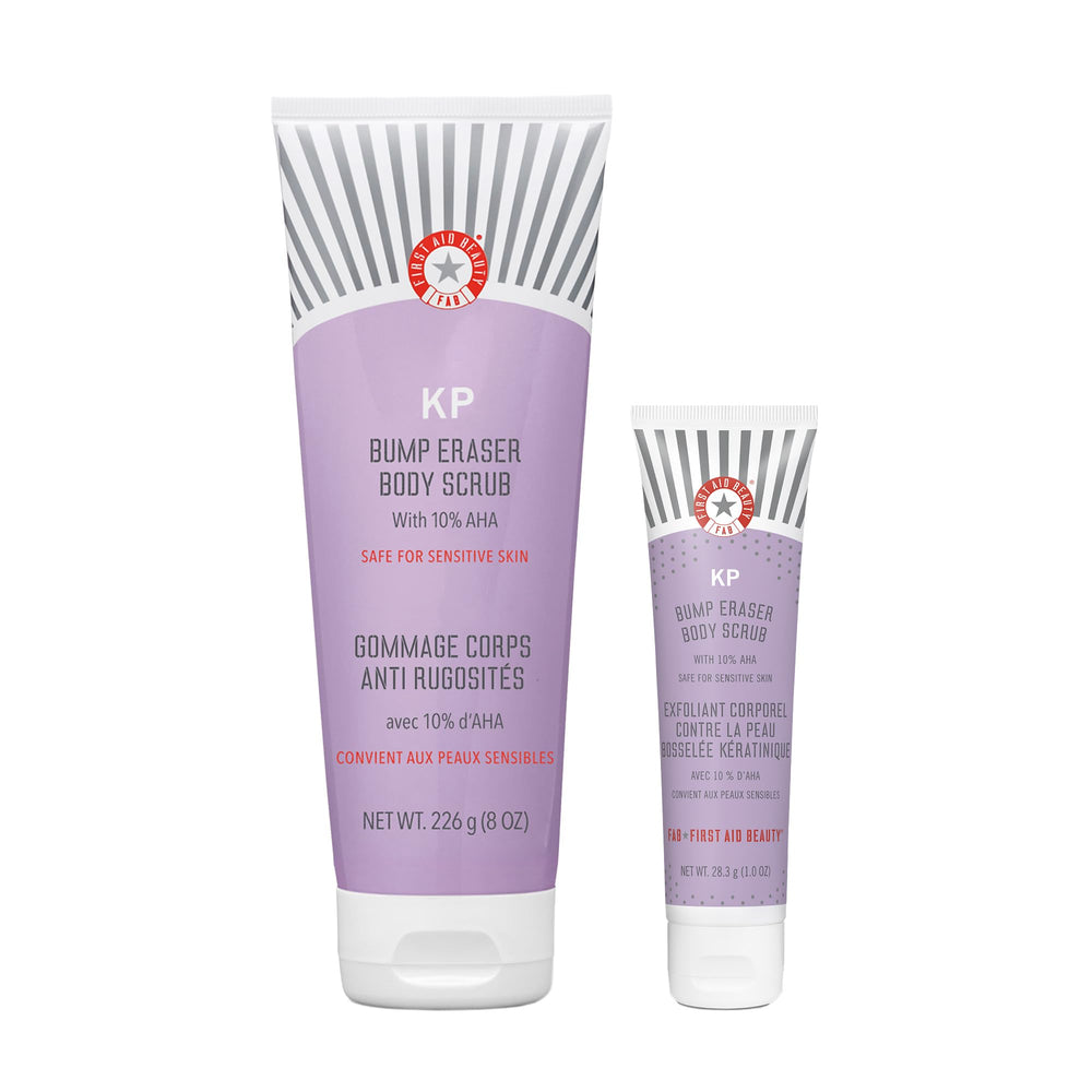 First Aid Beauty KP Bump Eraser exfoliante corporal para piel suave y uniforme.