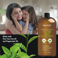 First Botany Jabón Tea Tree Mint, manos cuidadas tras uso diario.
