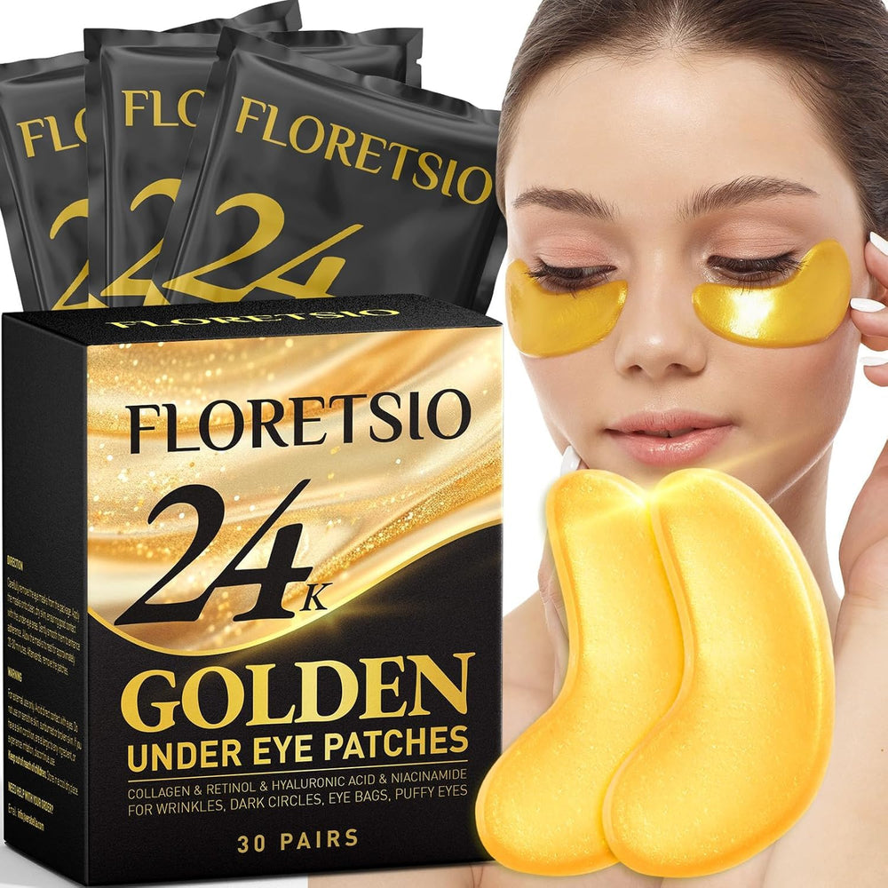 Parche ojeras Floretsio con 24K oro y colágeno para una apariencia más suave.