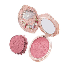 Flower Knows blush con grabado fresa-rococo, diseño elegante para regalo decorativo.