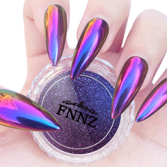 FNNZ polvo cromado camaleón para uñas, efecto espejo y cambios de color.