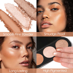 FOCALLURE Paleta tres en uno para definir rasgos con rubor y iluminador.