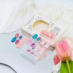 Uñas acrílicas nude con brillo Foweso para diario elegante.