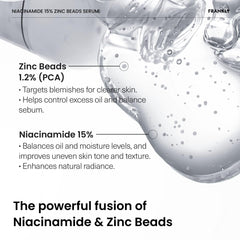 FRANKLY Niacinamida 15% + Zinc Serum, aplicación de gotas, sensación ligera.