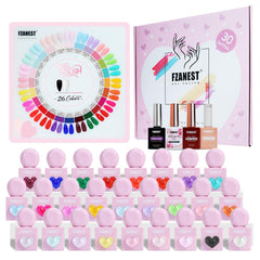 FZANEST set de gel para uñas, 30 botellas, ideal para manicuras duraderas en casa.