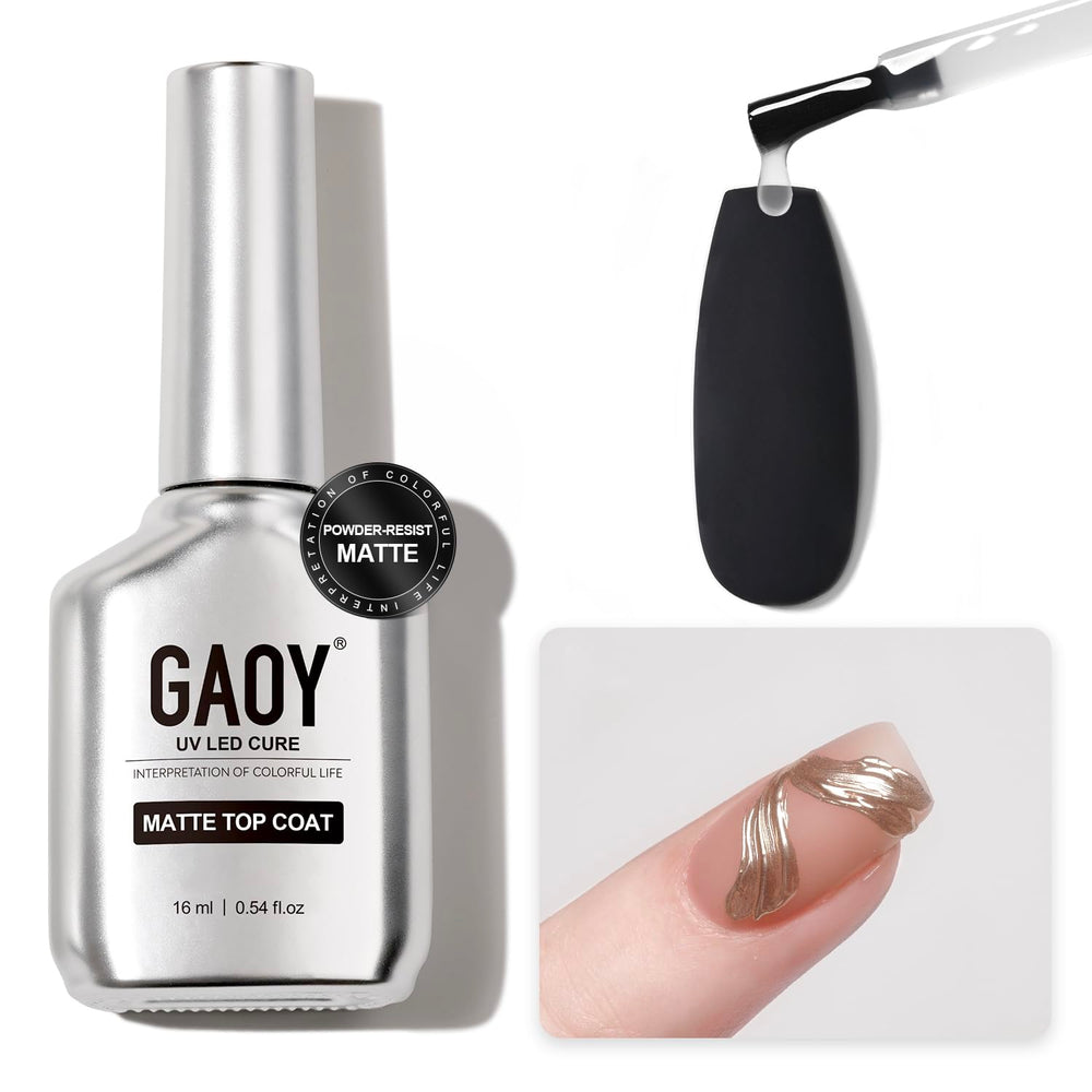 GAOY capa mate resistente al polvo para detalle cromo en uñas.