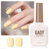 GAOY esmalte gel amarillo pastel en botella de 16 ml, ideal para manicuras duraderas.