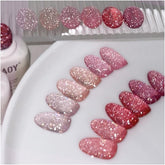 GAOY Glitter Jelly Gel rosa: brillo intenso para uñas elegantes.