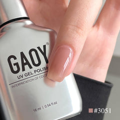 GAOY Nude Jelly Gel muestra de uñas para ver el acabado translúcido.