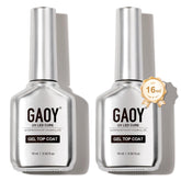 GAOY capa superior de gel 16 ml, botellas brillantes, brillo claro y duradero