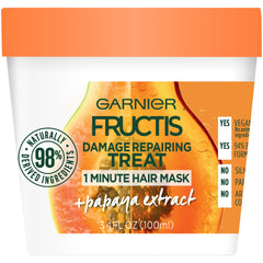 Garnier Fructis mascarilla con papaya para reparación rápida del daño.