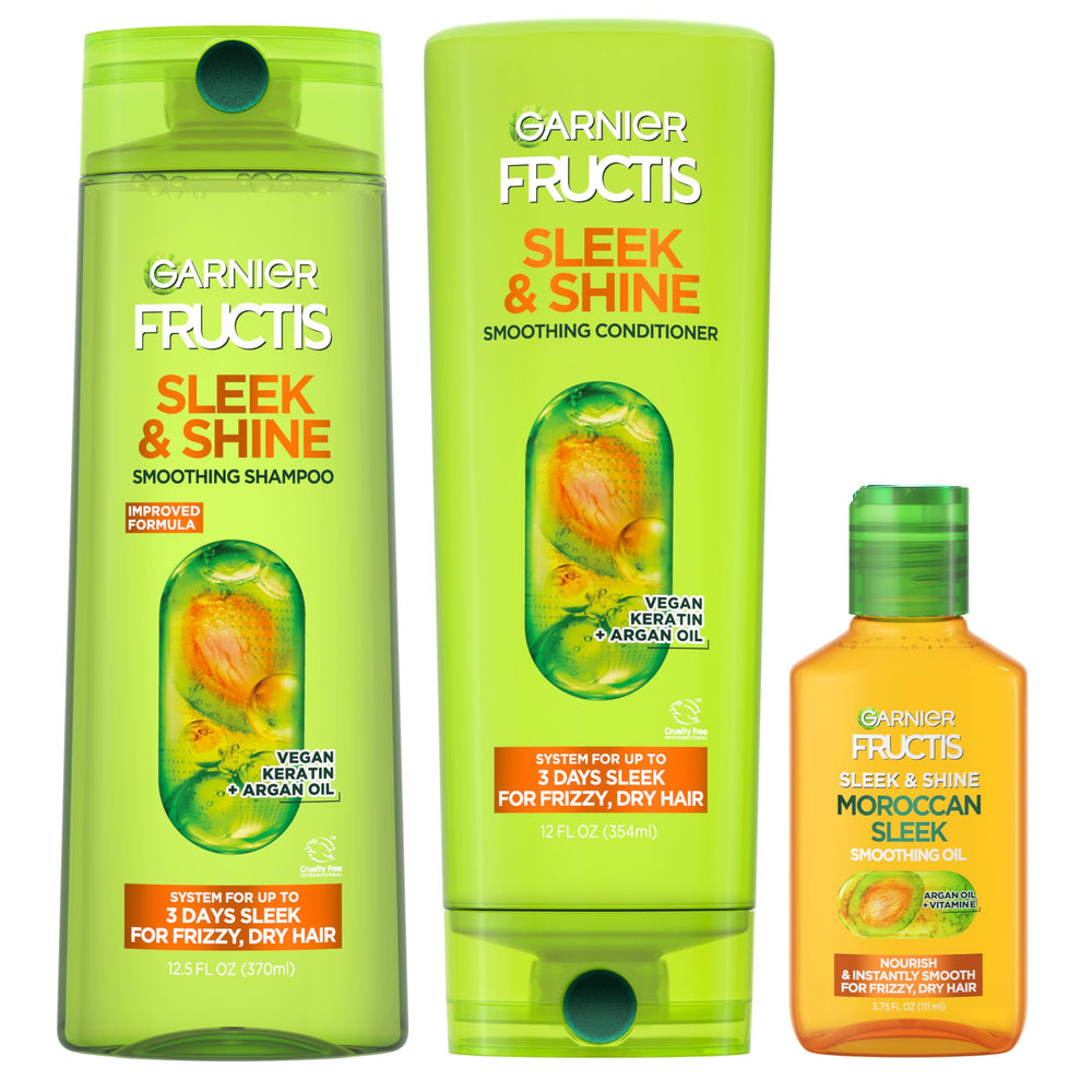 Champú Garnier Fructis Sleek & Shine en botella para brillo y suavidad