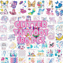 Tatuajes glitter Garsellen sirena-unicornio brillan para fiestas.