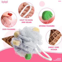 Geiserailie esponja baño helado, base suave y exfoliante superior de plástico para limpieza eficaz.