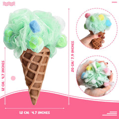 Geiserailie esponja helado con cono colorido, estimula juego y higiene suave para niños.