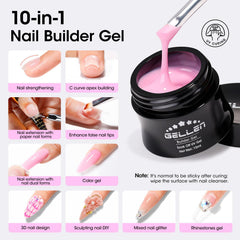 GELLEN Builder Gel curado ofrece brillo y dureza duradera.