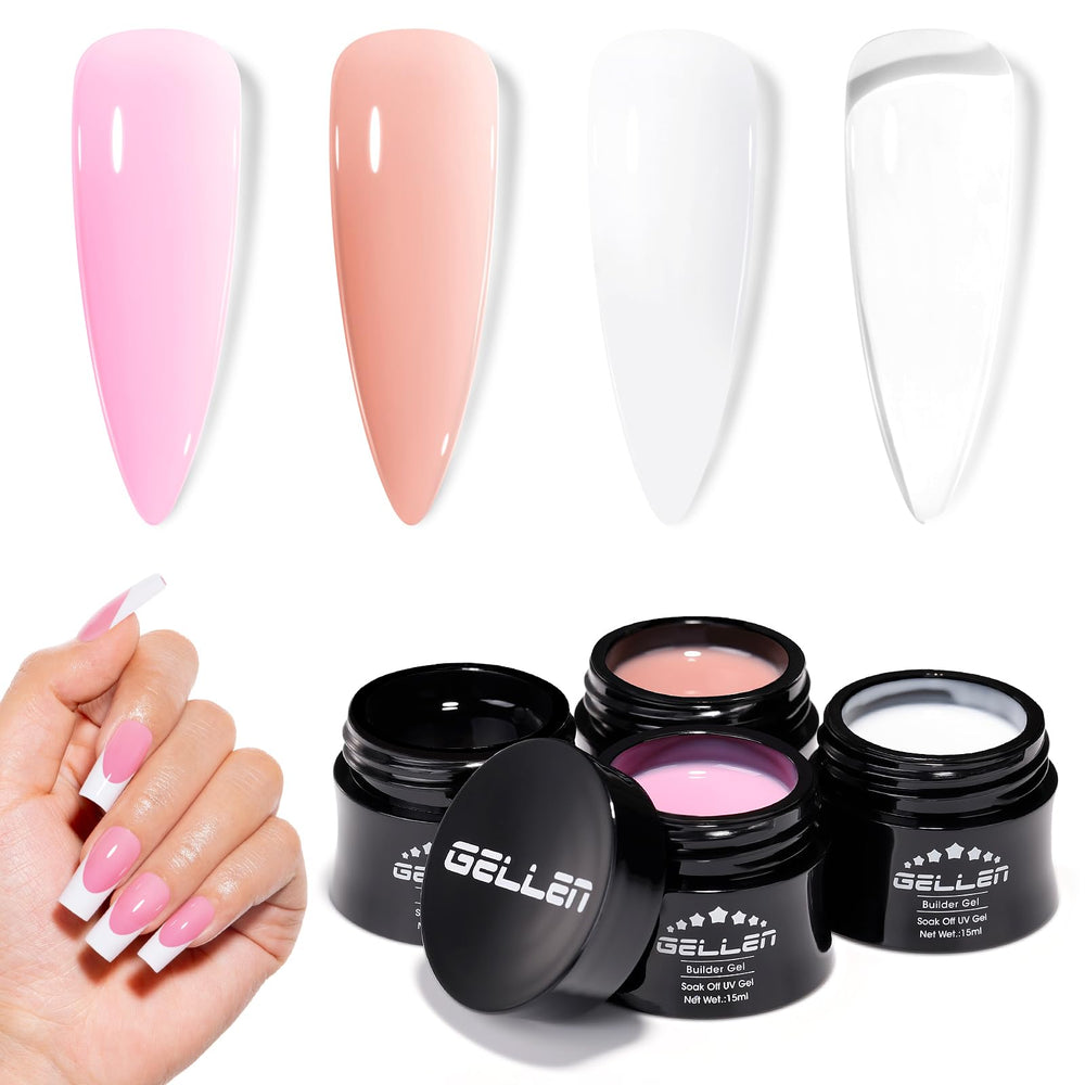 GELLEN Builder Gel Set con cuatro colores para extensiones duraderas.