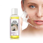 Aceite exfoliante amarillo de Genérico, botella visible, renovación suave de la piel.