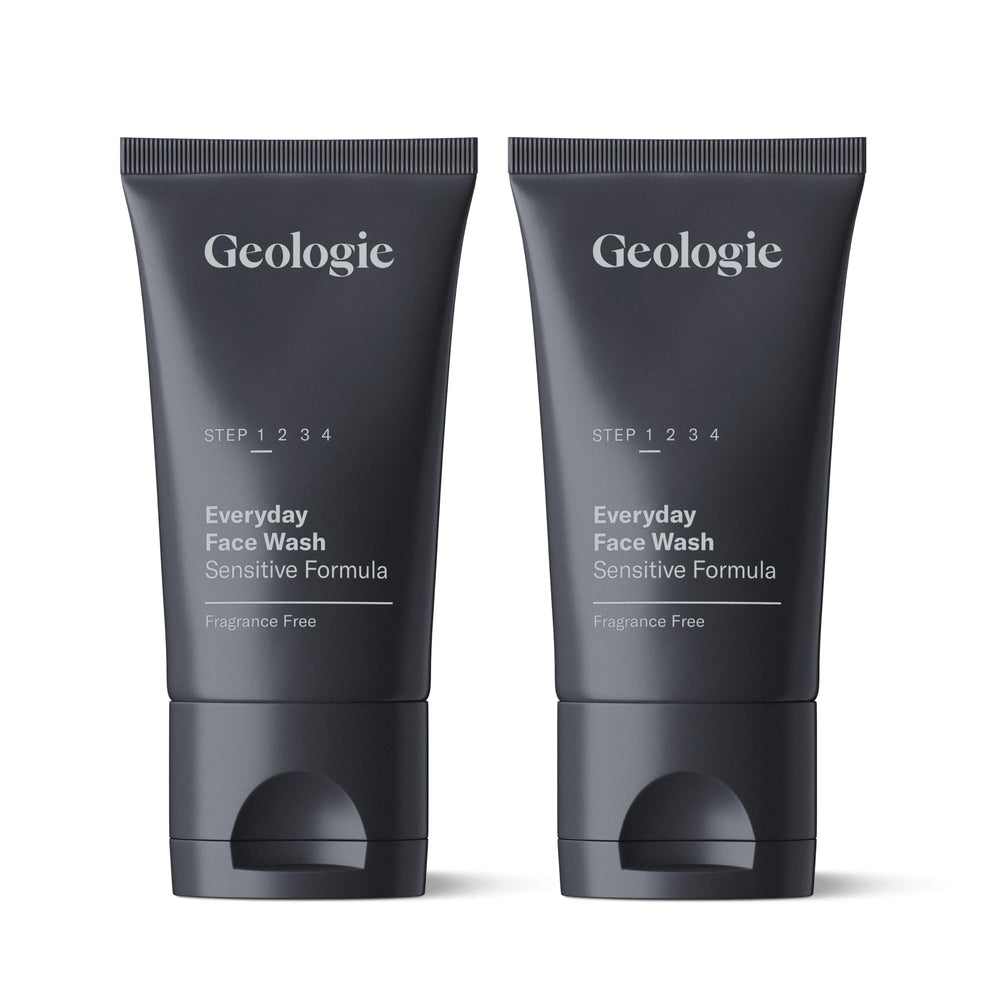 Geologie Daily Face Wash envase frontal para piel sensible y limpieza suave