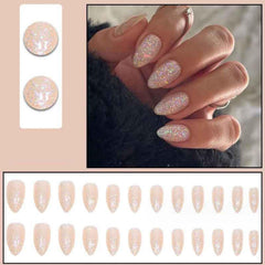 Gifiky uñas press-on almendra con destellos para uso diario.