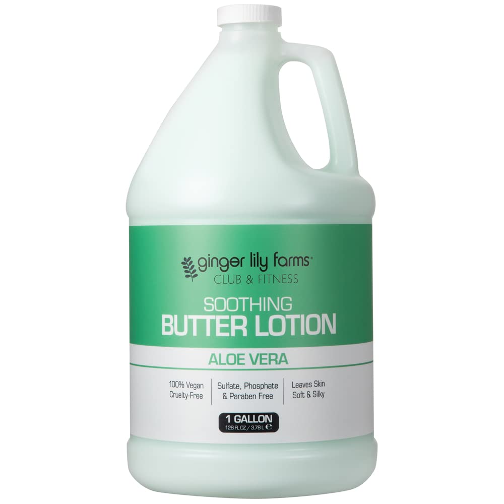 Ginger Lily Farms loción mantequilla galón, absorción rápida para piel seca.