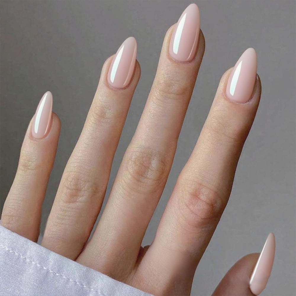 GLAMERMAID uñas postizas de forma almendra tamaño medio con brillo para uso diario