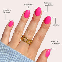 Glamnetic adhesivo para uñas, aplicación limpia y sujeción duradera.
