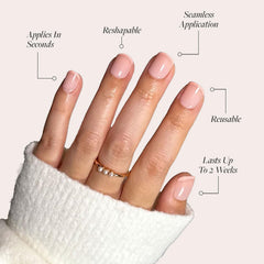 Glamnetic puntas francesas durazno con acabado brillo de salón