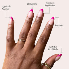 Glamnetic Uñas postizas Sorbet de Frambuesa, forma almendra corta para uso diario.