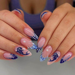 Uñas postizas Gleamrain con francés 3D nude, ideales para eventos