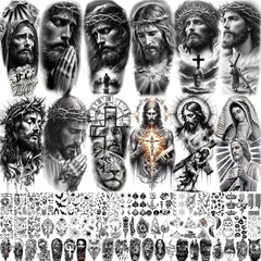 GOCOLORING: tatuaje temporal Jesucristo en diseño realista para uso diario.