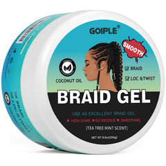 Goiple gel para trenzas y locs, envase fácil de identificar para uso diario.