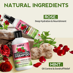 Goiple champú 2 en 1 para trenzas con agua de rosas limpia suavemente.