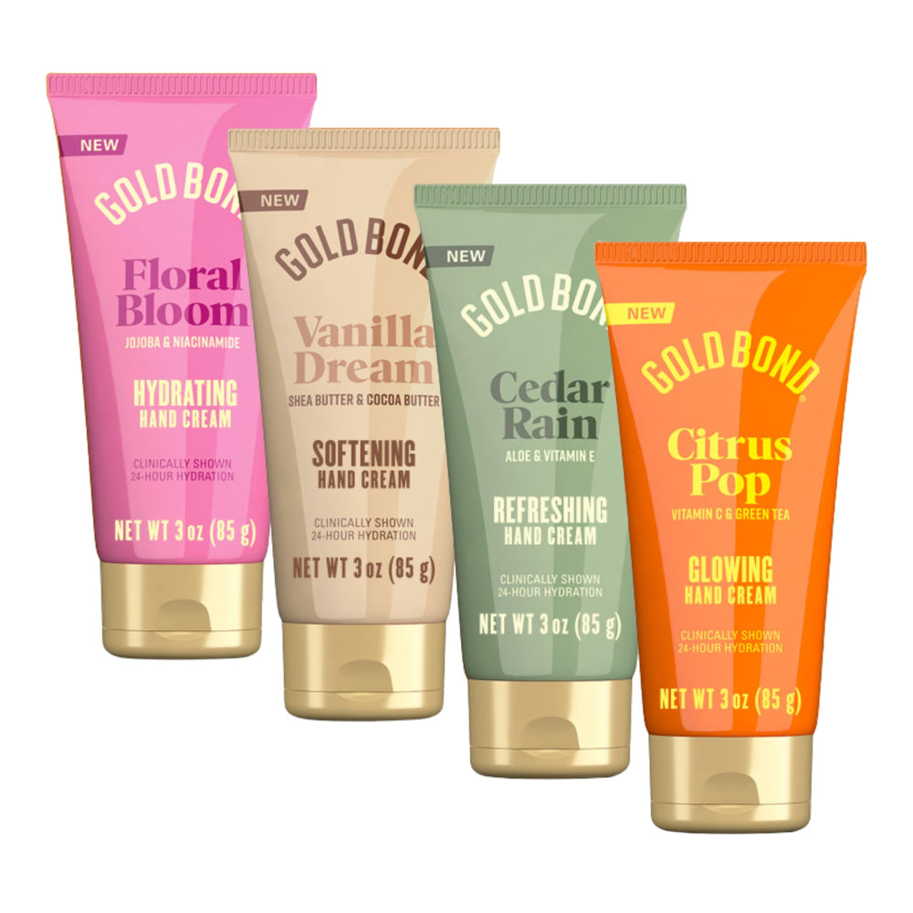 Gold Bond crema de manos Floral Bloom en botella 3 oz, hidratación duradera.