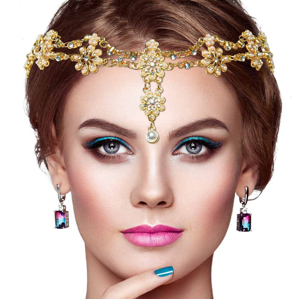 Gonioa cadena para la cabeza con cristales bohemios, ideal para estilos brillantes.