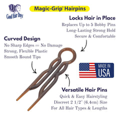 Horquilla Good Hair Days sin metal, ideal para viajes y uso diario.