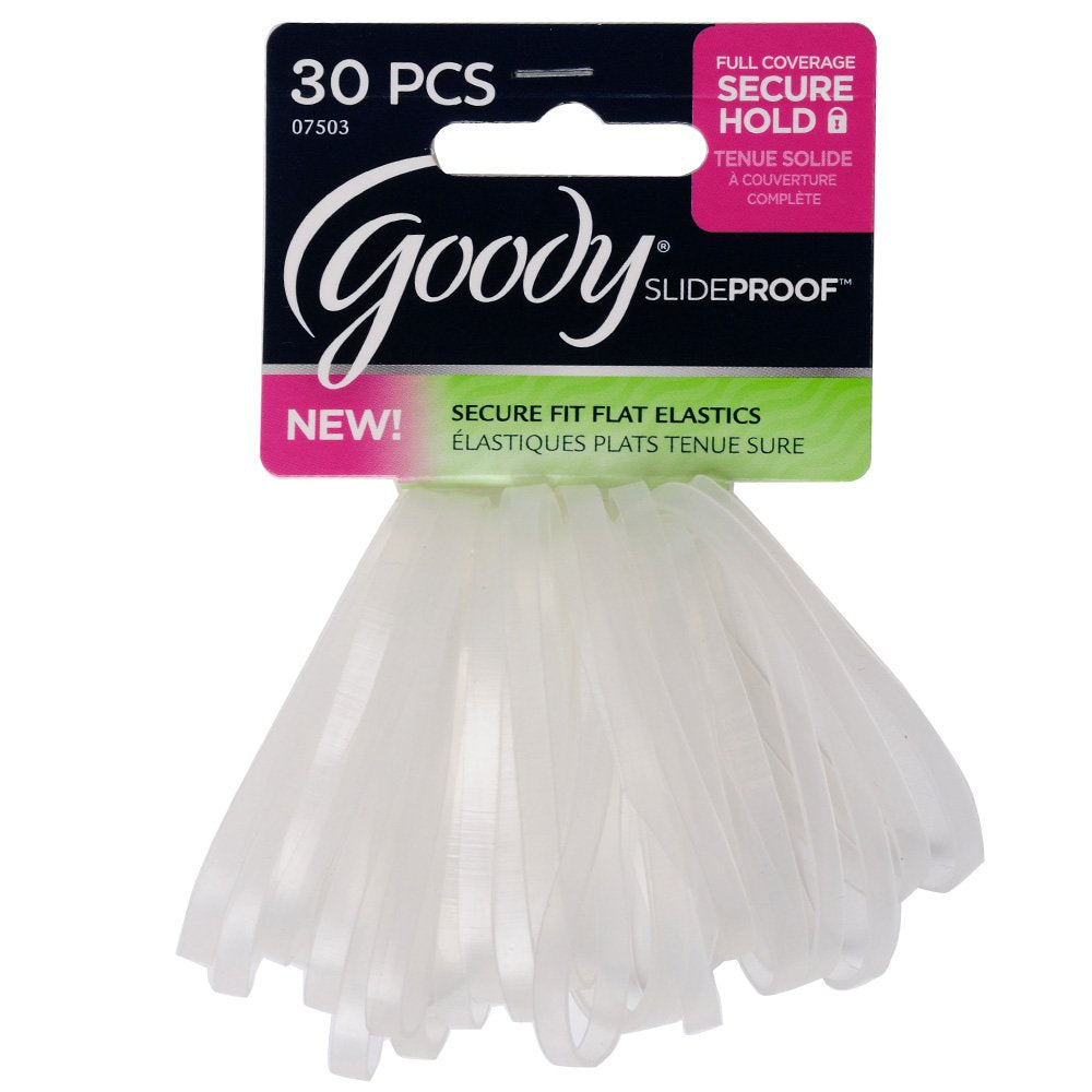 GOODY elástico látex transparente 4 mm, 30 unidades, para peinados diarios.
