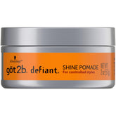 Got2b Defiant Shine Pomada en lata: brillo intenso para peinado ligero.