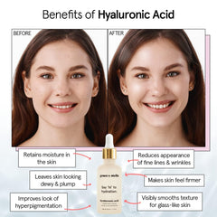 Grace & Stella serum hialurónico, aplicación diaria para rostro radiante.