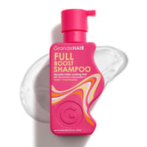 Grande Cosmetics GrandeHAIR Peptide Shampoo muestra la botella para limpieza suave y volumen natural