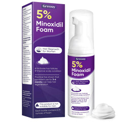 Greoay: botella de espuma Minoxidil 5% para mujeres, favorece crecimiento y fortalecimiento del cabello.