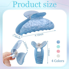 HairChrysm pinza acrílica azul claro 4,2 pulgadas para peinados rápidos y agarre firme