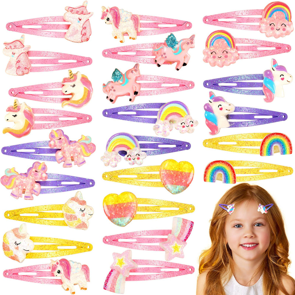 Pinzas Hanaive arcoiris unicornio de metal, accesorio brillante para peinar diarios.
