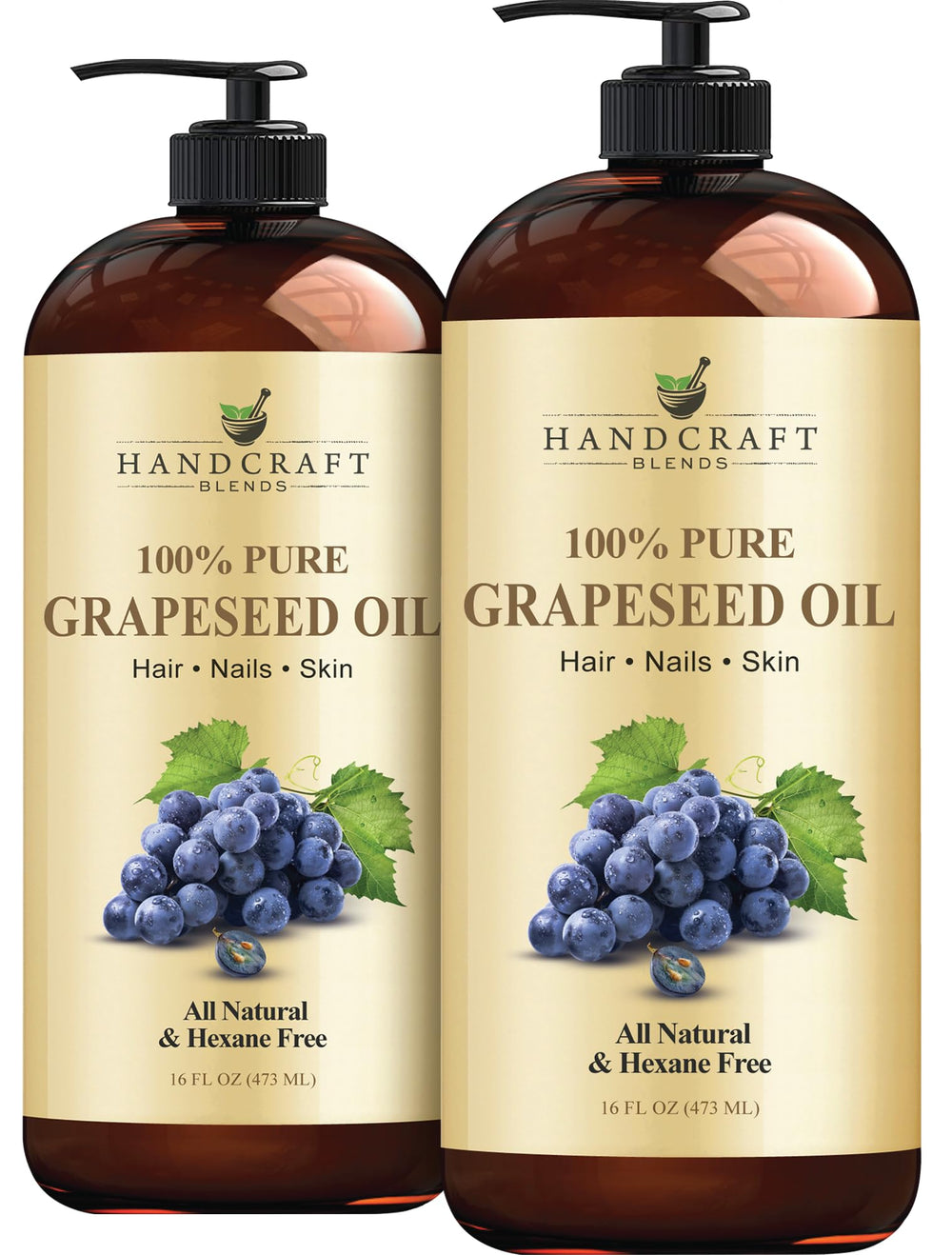 Handcraft Blends Aceite de semilla de uva, botella vertido, sedosa para piel y uso aromático