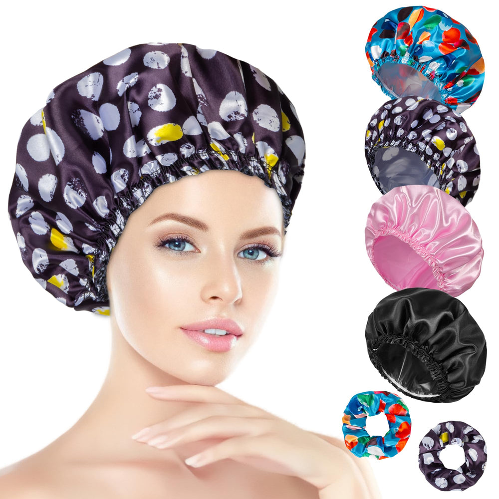 Capucha de ducha Happtiger con doble capa suave que protege el peinado durante la ducha.