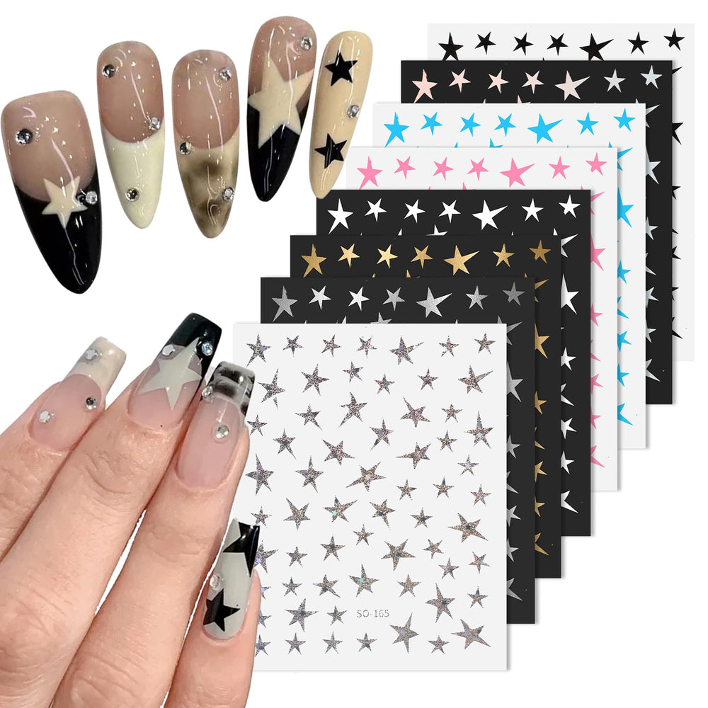 Hariendny pegatinas uñas estrellas ocho hojas, decoración rápida para uñas.