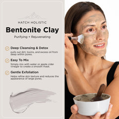 Hatch Holistic Arcilla Bentonita mezcla con agua lista para mascarilla suave.