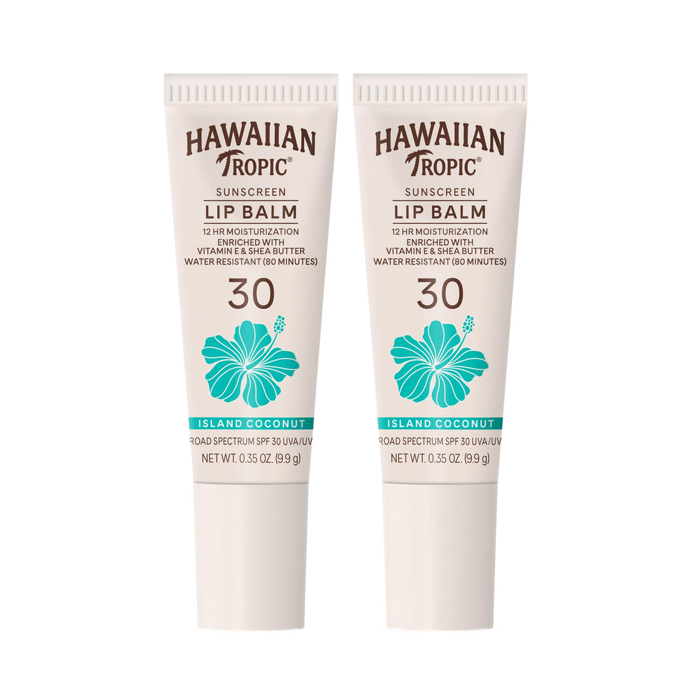 Bálsamo labial Hawaiian Tropic en empaque portátil para viaje.