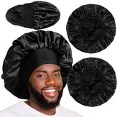 Heniho bonete doble capa satin protege el cabello rizado durante la noche